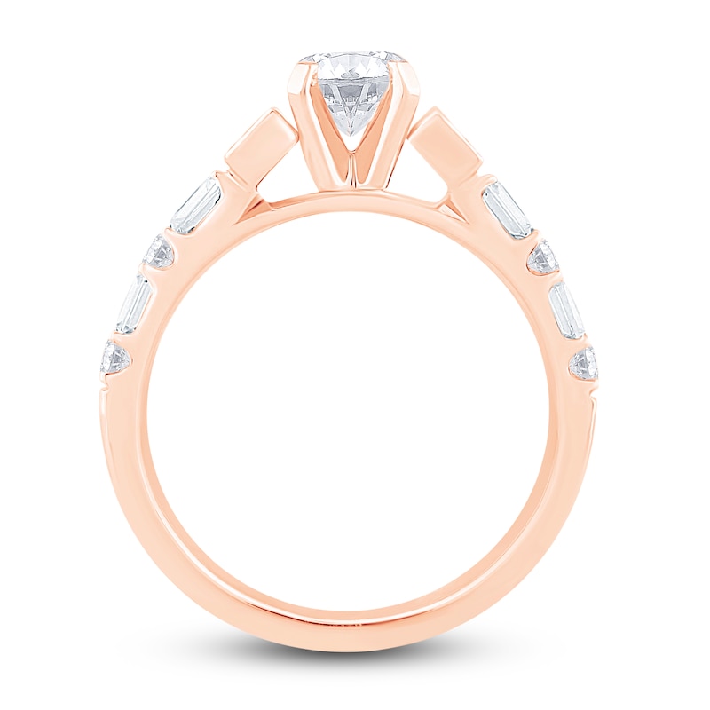 Main Image 3 of Diamond Engagement Ring 1-1/4 ct tw Round/Princess/Baguette 14K Rose Gold