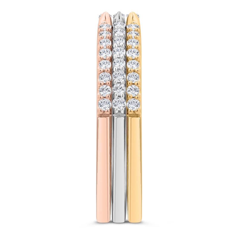 Main Image 2 of Diamond Stackable Ring 1/3 ct tw Round 14K Tri-Tone Gold