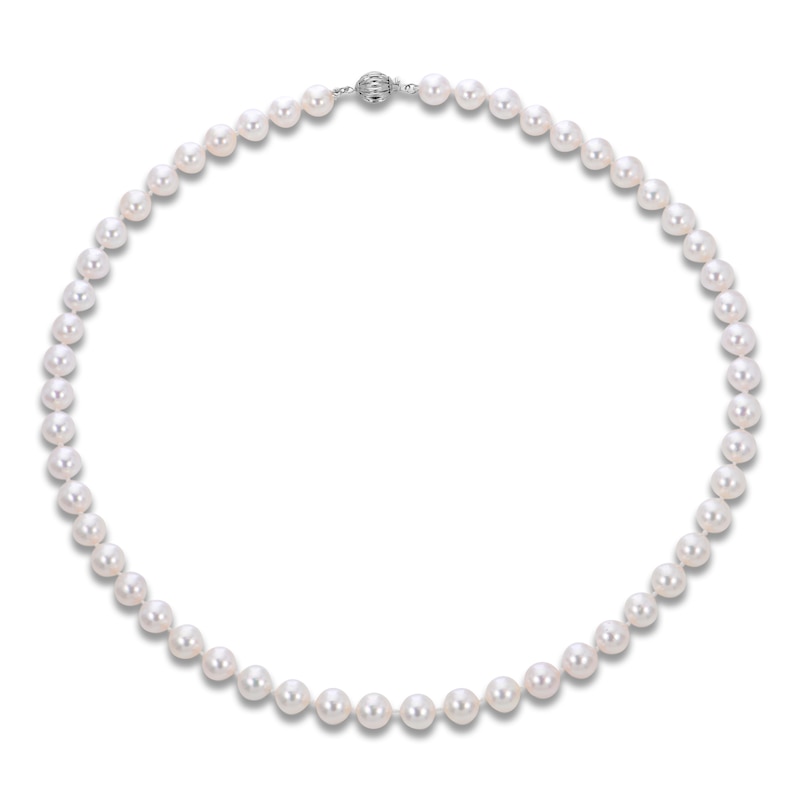 Main Image 1 of Akoya Cultured Pearl Strand Necklace 14K White Gold 18"