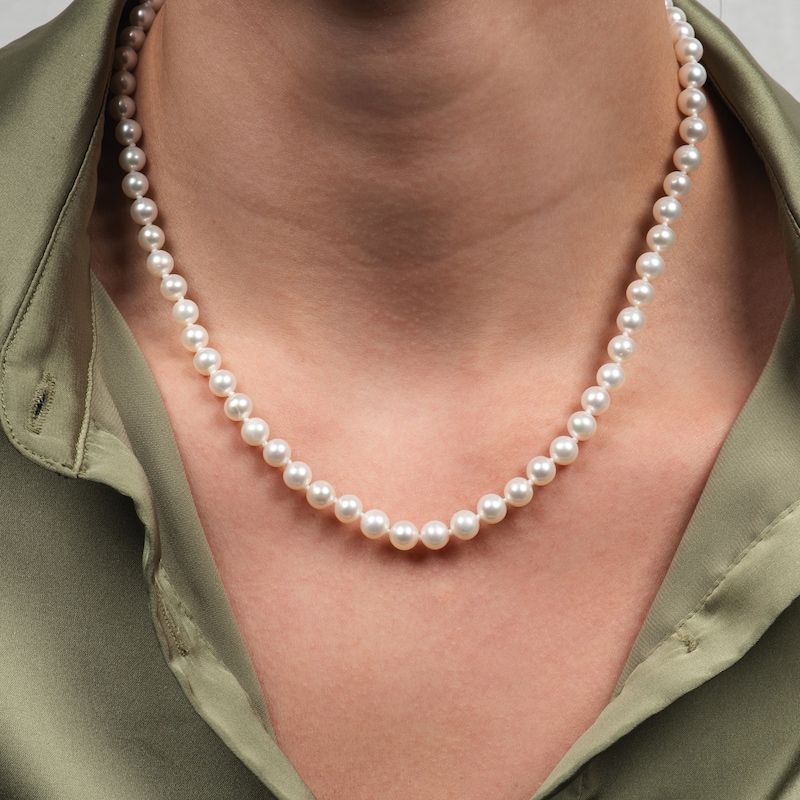 Main Image 2 of Akoya Cultured Pearl Strand Necklace 14K White Gold 18"
