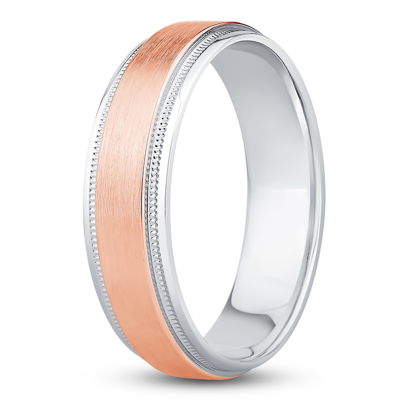 Main Image 2 of Men's Brushed Wedding Band 14K Two-Tone Gold 5.9mm