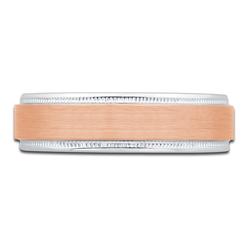 Main Image 3 of Men's Brushed Wedding Band 14K Two-Tone Gold 5.9mm