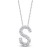 Thumbnail Image 1 of Diamond Letter S Necklace 1/20 ct tw Round 14K White Gold 18"