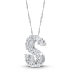 Thumbnail Image 2 of Diamond Letter S Necklace 1/20 ct tw Round 14K White Gold 18"