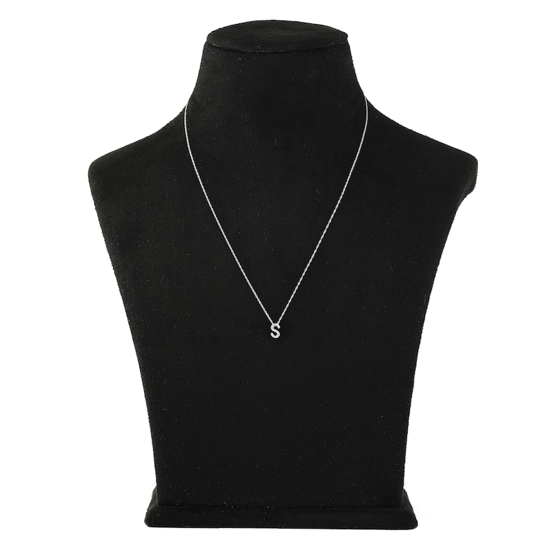 Main Image 3 of Diamond Letter S Necklace 1/20 ct tw Round 14K White Gold 18"