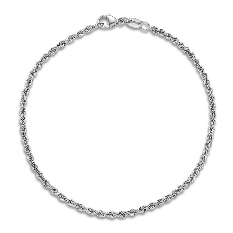Main Image 2 of Solid Rope Chain Bracelet Platinum 8" 2.2mm