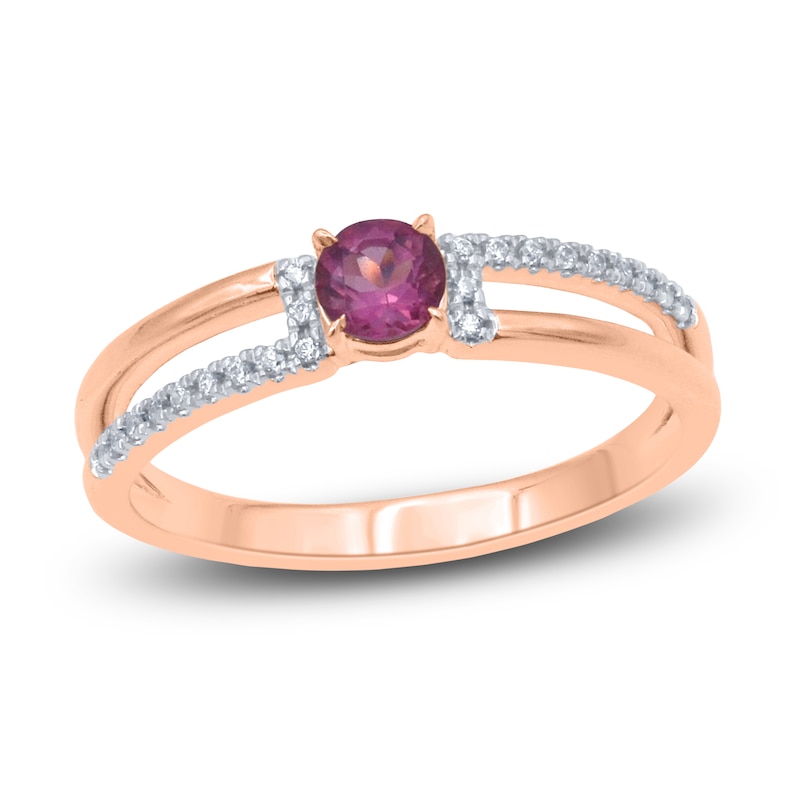 Main Image 1 of Natural Pink Sapphire Ring 1/15 ct tw Diamonds 14K Rose Gold