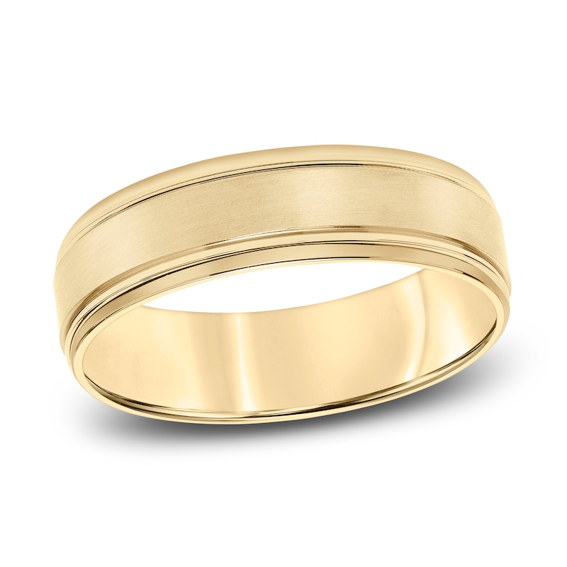 Main Image 1 of Men's Brushed Wedding Band 14K Yellow Gold 6.0mm