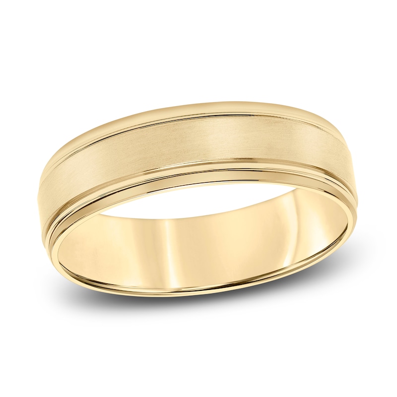 Men's Brushed Wedding Band 14K Yellow Gold 6.0mm