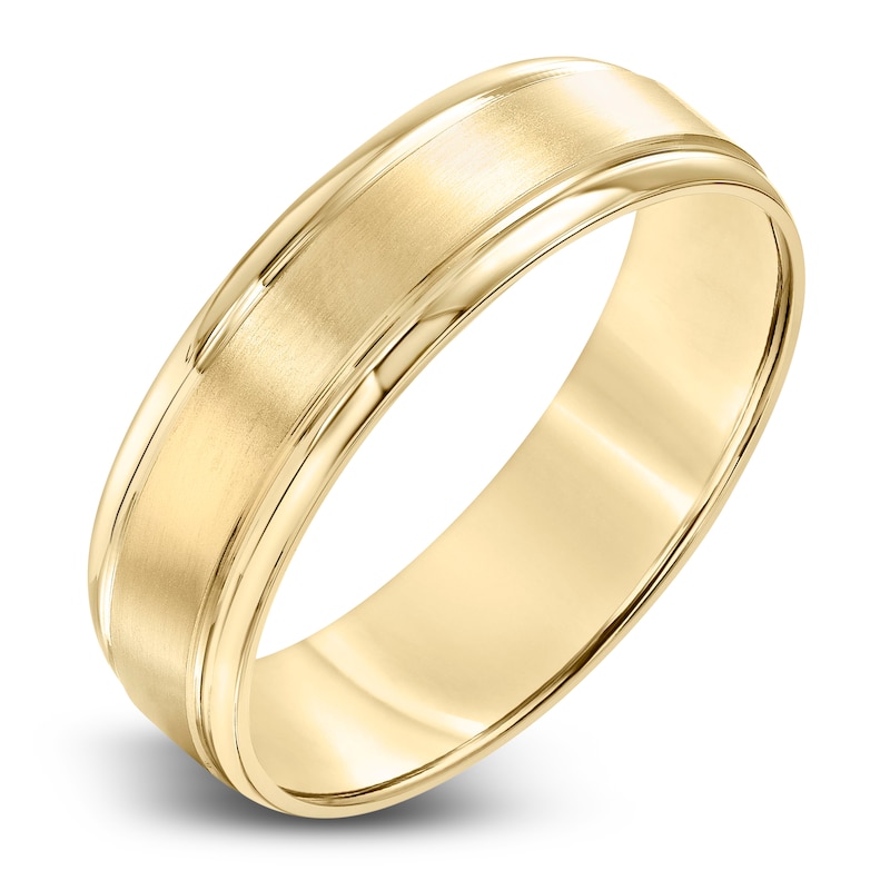 Men's Brushed Wedding Band 14K Yellow Gold 6.0mm