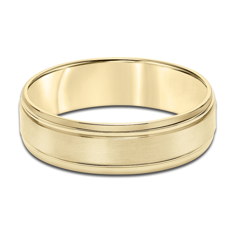 Men's Brushed Wedding Band 14K Yellow Gold 6.0mm