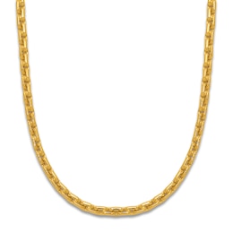 High-Polish Square Oval Chain Necklace 24K Yellow Gold 18" 2.5mm