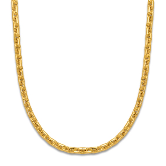 High-Polish Square Oval Chain Necklace 24K Yellow Gold 18" 2.5mm