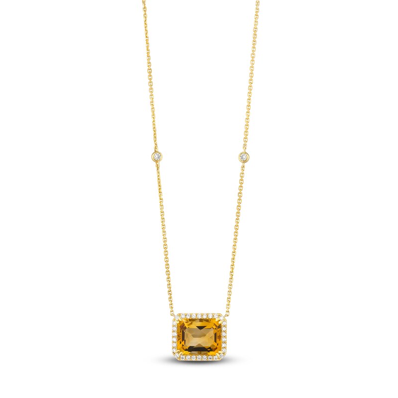 Main Image 1 of Le Vian Natural Citrine & Diamond Necklace 1/3 ct tw 14K Honey Gold