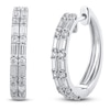 Thumbnail Image 0 of Baguette-Cut & Round Diamond Huggie Earrings 1 ct tw 14K White Gold