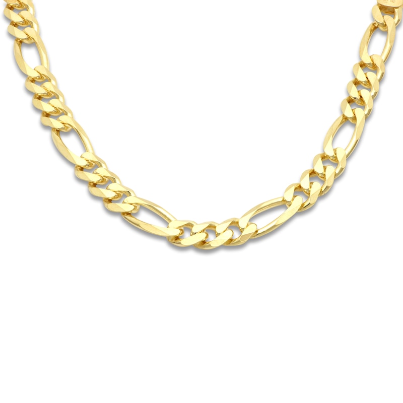 Solid Figaro Chain Necklace 18K Yellow Gold 22" 8.0mm