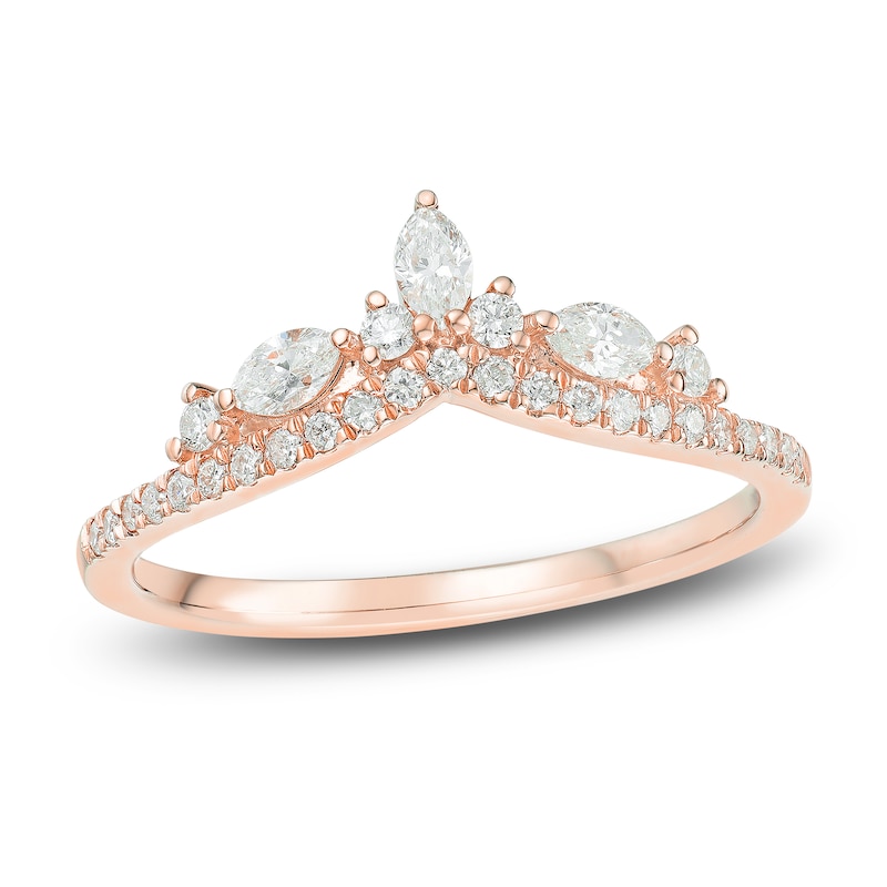 Main Image 1 of Marquise & Round-Cut Diamond Contour Anniversary Band 3/8 ct tw 14K Rose Gold