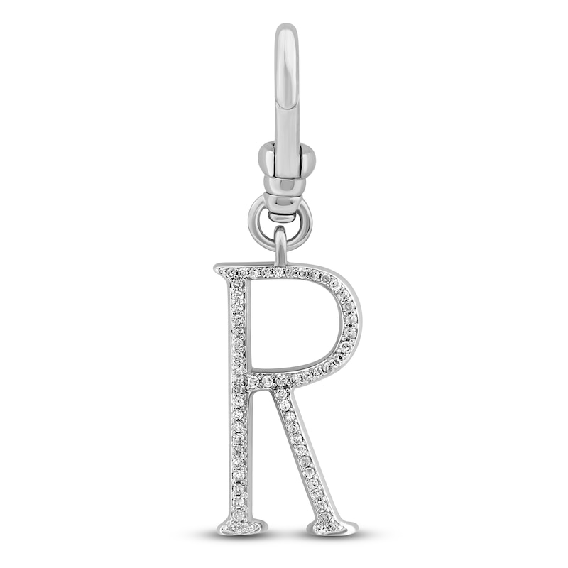 Main Image 1 of Charm'd by Lulu Frost Diamond Letter R Charm 1/10 ct tw Pavé Round 10K White Gold