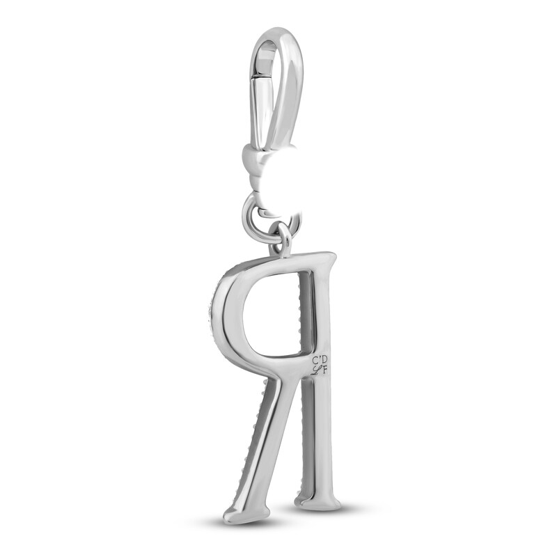 Main Image 2 of Charm'd by Lulu Frost Diamond Letter R Charm 1/10 ct tw Pavé Round 10K White Gold