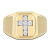 Thumbnail Image 1 of Men's Diamond Cross Signet Ring 1/3 ct tw 10K Yellow Gold