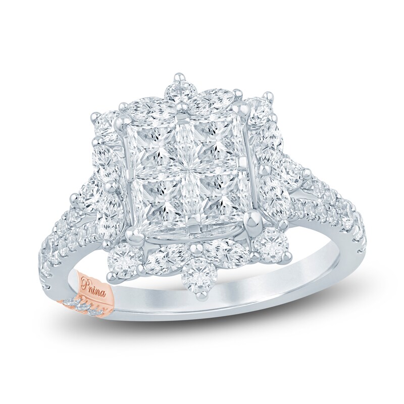 Main Image 1 of Pnina Tornai Princess-Cut Quad Diamond Halo Engagement Ring 2-1/3 ct tw 14K White Gold