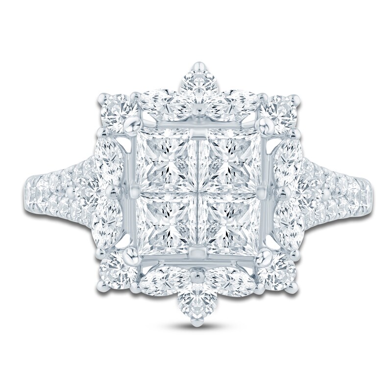 Main Image 3 of Pnina Tornai Princess-Cut Quad Diamond Halo Engagement Ring 2-1/3 ct tw 14K White Gold