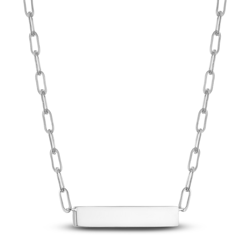 Main Image 3 of Diamond Horizontal Bar Paperclip Necklace 1/5 ct tw Sterling Silver 16"