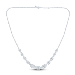 Pnina Tornai Round & Emerald-Cut Lab-Grown Diamond Riviera Necklace 11-3/4 ct tw 14K White Gold 17.75"