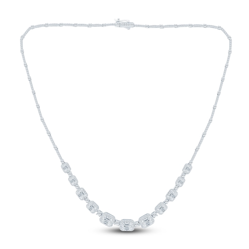 Main Image 1 of Pnina Tornai Round & Emerald-Cut Lab-Grown Diamond Riviera Necklace 11-3/4 ct tw 14K White Gold 17.75"
