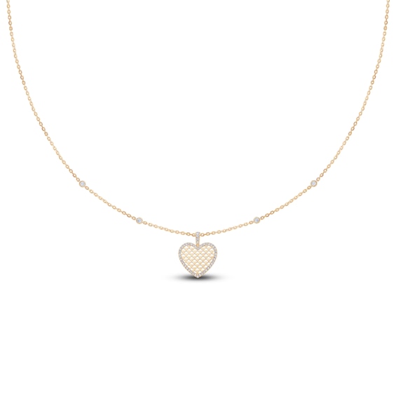 Jared Signature&nbsp;Diamond Quilted Heart Necklace 3/8 ct tw 14K Yellow Gold 18"