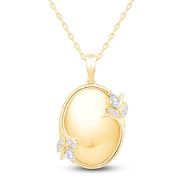 Marquise & Round-Cut Diamond Oval Necklace 1/8 ct tw 14K Yellow Gold 18"
