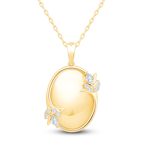 Jared Signature&nbsp;Marquise & Round-Cut Diamond Oval Necklace 1/8 ct tw 14K Yellow Gold 18"