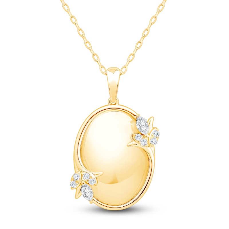 Main Image 1 of Marquise & Round-Cut Diamond Oval Necklace 1/8 ct tw 14K Yellow Gold 18"