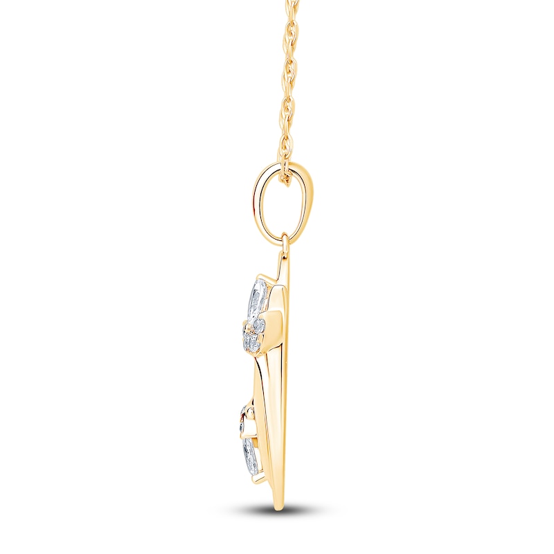 Main Image 2 of Marquise & Round-Cut Diamond Oval Necklace 1/8 ct tw 14K Yellow Gold 18"
