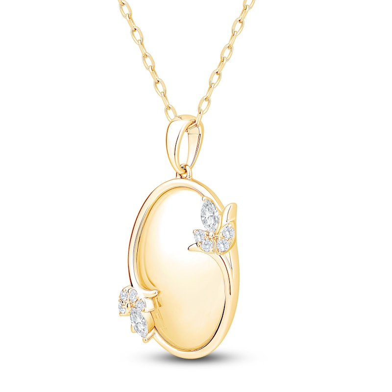 Main Image 3 of Marquise & Round-Cut Diamond Oval Necklace 1/8 ct tw 14K Yellow Gold 18"