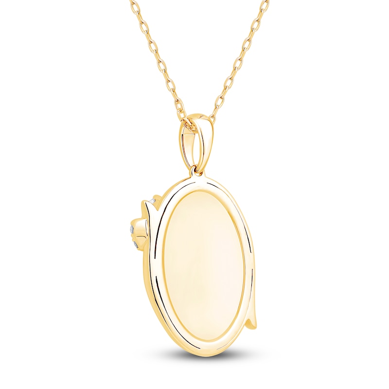 Main Image 4 of Marquise & Round-Cut Diamond Oval Necklace 1/8 ct tw 14K Yellow Gold 18"