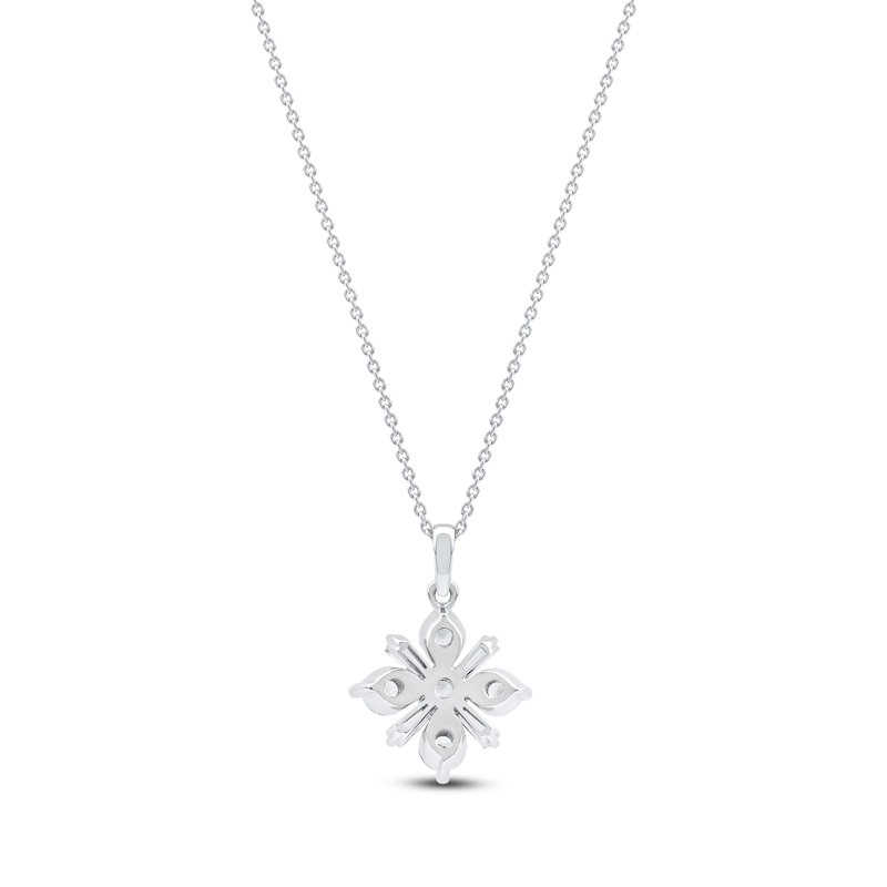 Main Image 3 of Baguette & Round-Cut Lab-Grown Diamond Snowflake Necklace 1 ct tw 14K White Gold 18"