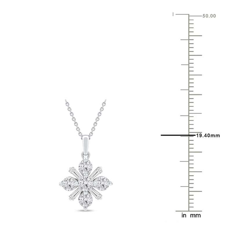 Main Image 4 of Baguette & Round-Cut Lab-Grown Diamond Snowflake Necklace 1 ct tw 14K White Gold 18"