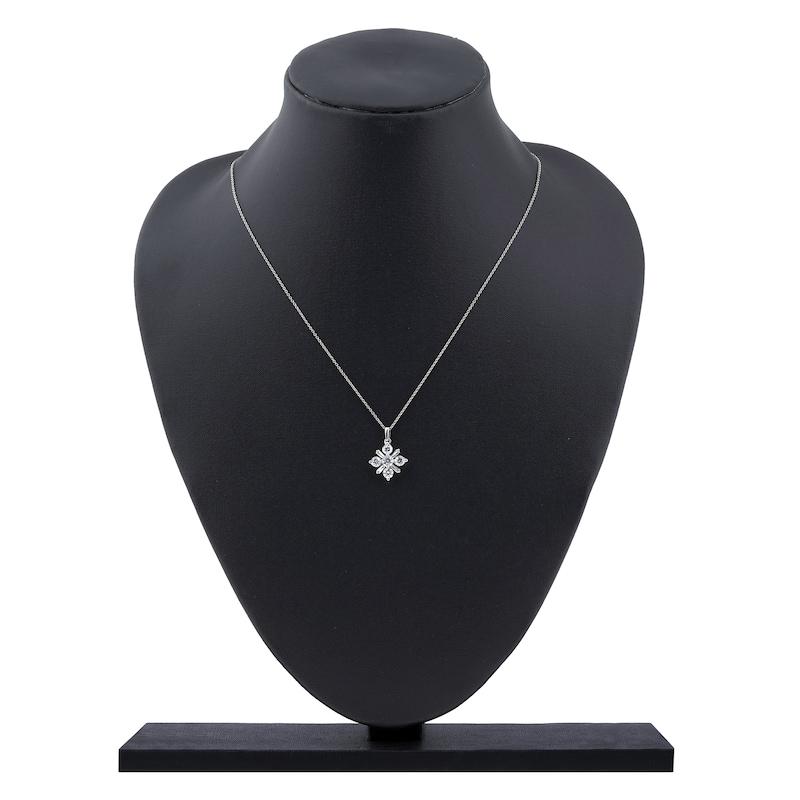 Main Image 6 of Baguette & Round-Cut Lab-Grown Diamond Snowflake Necklace 1 ct tw 14K White Gold 18"