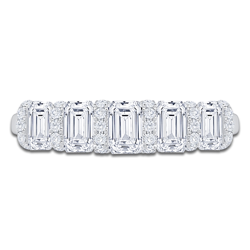 Main Image 3 of Certified Emerald-Cut Diamond Five-Stone Anniversary Ring 2 ct tw 18K White Gold
