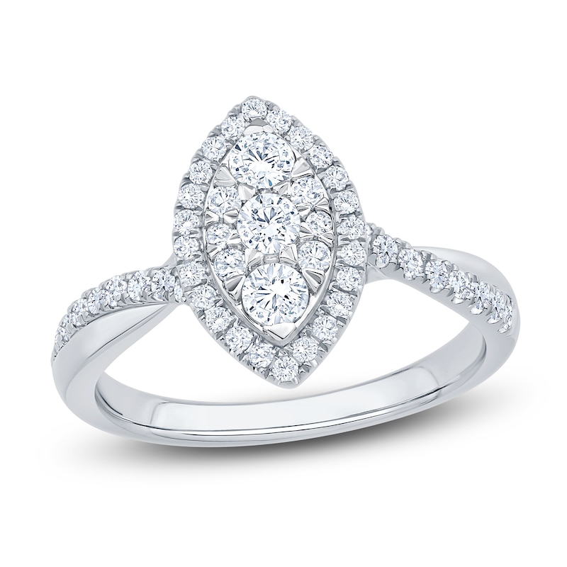 Main Image 1 of Brilliant Moments Multi-Diamond Marquise Halo Engagement Ring 3/4 ct tw 14K White Gold