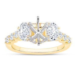 Oval-Cut Lab-Grown Diamond Three-Stone Engagement Ring Setting 1-1/2 ct tw 14K Yellow Gold