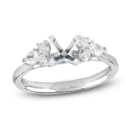 Storied Diamond Desert Sands of Eternity Pear-Shaped & Round-Cut Trios Engagement Ring Setting 1/2 ct tw 18K White Gold