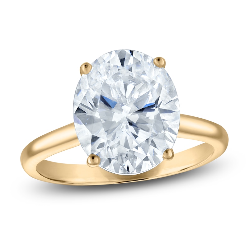 Main Image 1 of Oval-Cut Lab-Grown Diamond Solitaire Plus Engagement Ring 3-1/8 ct tw 18K Yellow Gold (VS2/F)