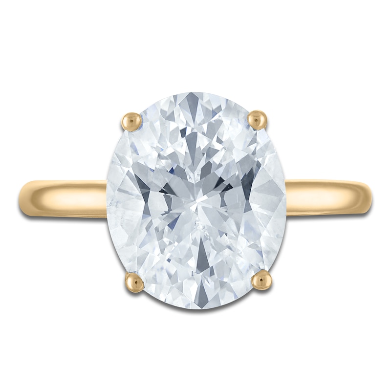 Main Image 3 of Oval-Cut Lab-Grown Diamond Solitaire Plus Engagement Ring 3-1/8 ct tw 18K Yellow Gold (VS2/F)