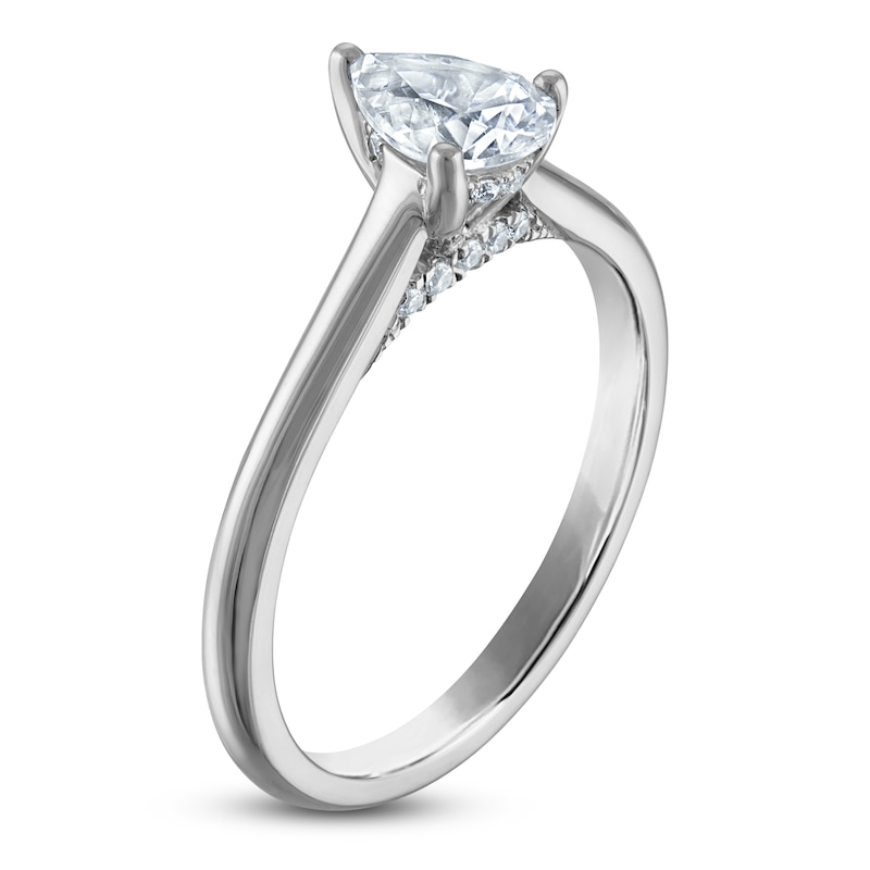 Main Image 2 of Pear-Shaped Lab-Grown Diamond Solitaire Plus Engagement Ring 1/2 ct tw Platinum (VS2/F)