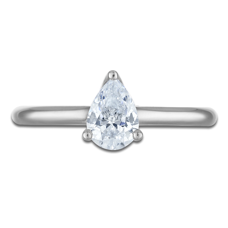 Main Image 3 of Pear-Shaped Lab-Grown Diamond Solitaire Plus Engagement Ring 1/2 ct tw Platinum (VS2/F)