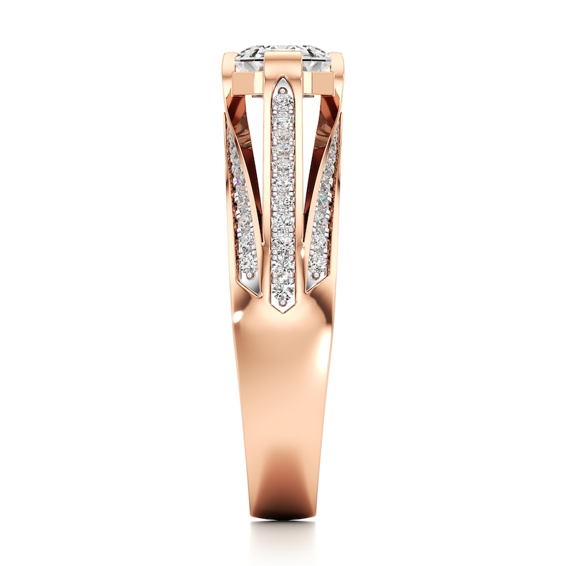 Main Image 3 of J'Lure Lab-Grown Diamond Imperial-Emerald Step-Cut Engagement Ring 1-3/8 ct tw 18K Rose Gold