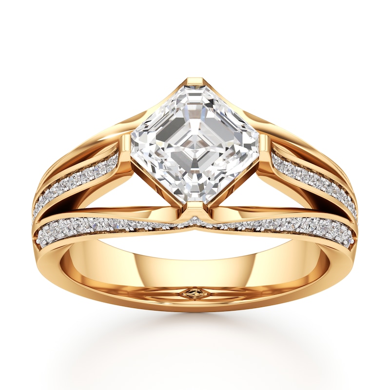 Main Image 1 of J'Lure Lab-Grown Diamond Square-Emerald Step-Cut Engagement Ring 2-3/8 ct tw 18K Yellow Gold
