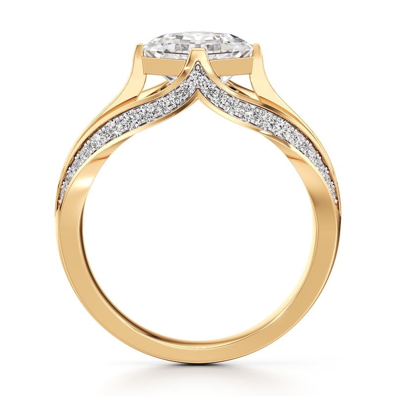 Main Image 2 of J'Lure Lab-Grown Diamond Square-Emerald Step-Cut Engagement Ring 2-3/8 ct tw 18K Yellow Gold